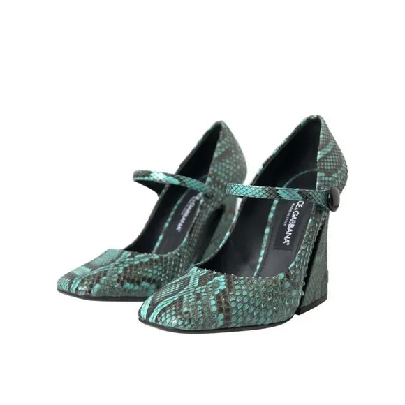 Dolce & Gabbana Aqua Python Leather Mary Jane Pumps Shoes - Picture 3 of 9